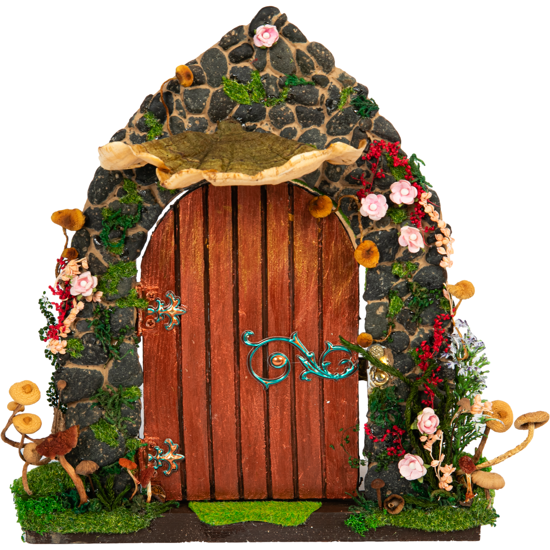 Dark Olive Green Urban Crafter Freestanding Opening Fairy Door 18.5x3x21cm Wood Crafts