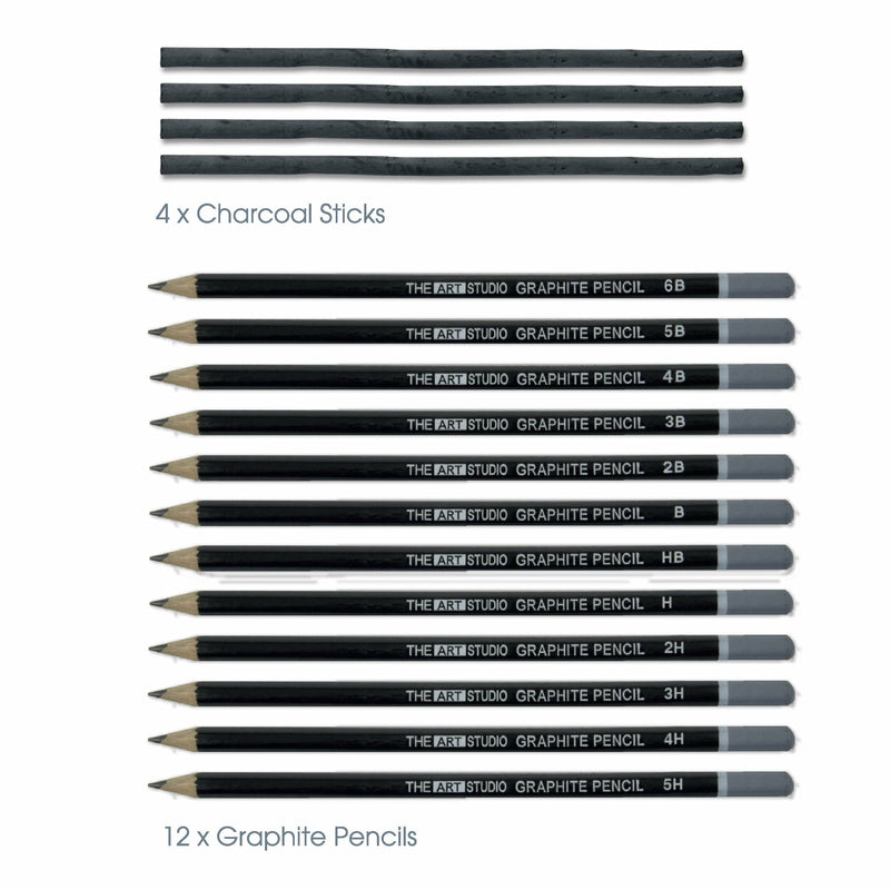 Sketching and Drawing Pencils Set, 37-Piece Professional Sketch Pencils Set  in Zipper Carry Case, Drawing Kit Art Supplies with Graphite Charcoal  Sticks Tool Sketch Book for Adults Kids by