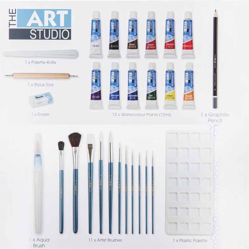 Light Slate Gray The Art Studio Watercolour Painting Set (30 Pieces) Watercolour Painting Sets