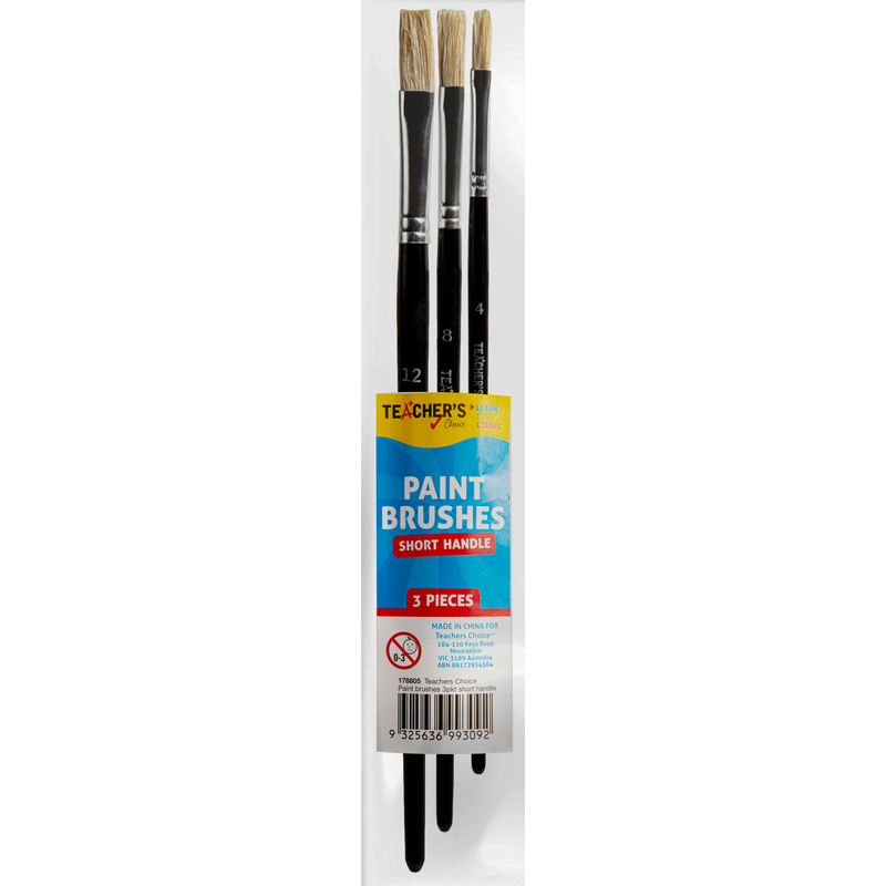 Dark Slate Gray Teacher's Choice Short Handle Paint Brushes 3 Pieces Kids Paint Brushes