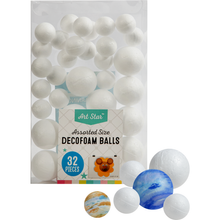 Gray Art Star Decofoam Balls Assorted Size 32 Pieces Polystyrene