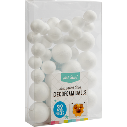 Light Gray Art Star Decofoam Balls Assorted Size 32 Pieces Polystyrene