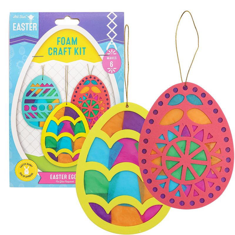 Cadet Blue Art Star Easter Foam Eggs with Stained Glass Effect Makes 6 Easter