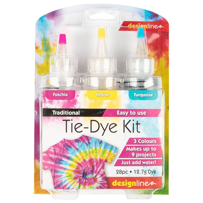 Light Gray Design Line Traditional Tie Dye Kit Assorted Colours 3 Pack Fabric Paints and Dyes