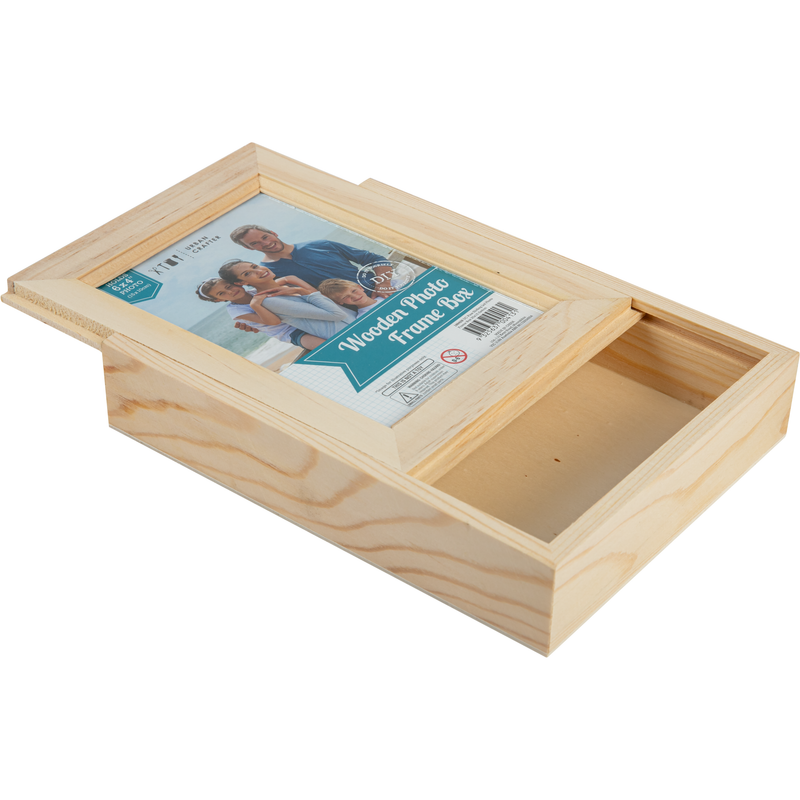 Tan Urban Crafter Wooden Sliding Lid Photo Frame Box 20x15.5x4cm Frames