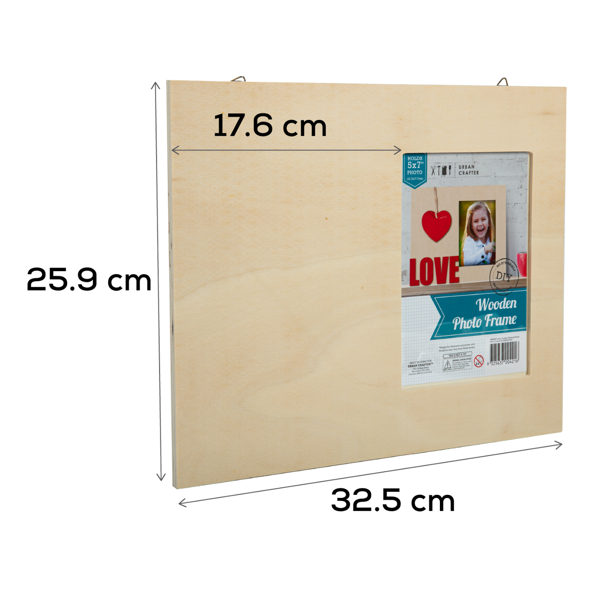 Gray Urban Crafter Plywood Panel Photo Frame 32.5x26 x0.9cm Frames