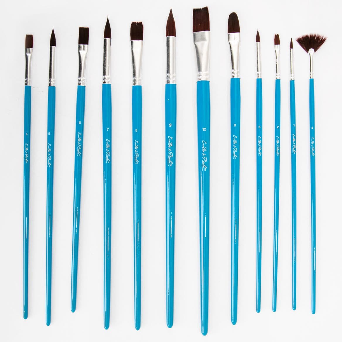Light Sea Green Eraldo di Paolo Taklon Acrylic Brush Set 12 Pack Taklon and Synthetic Brushes