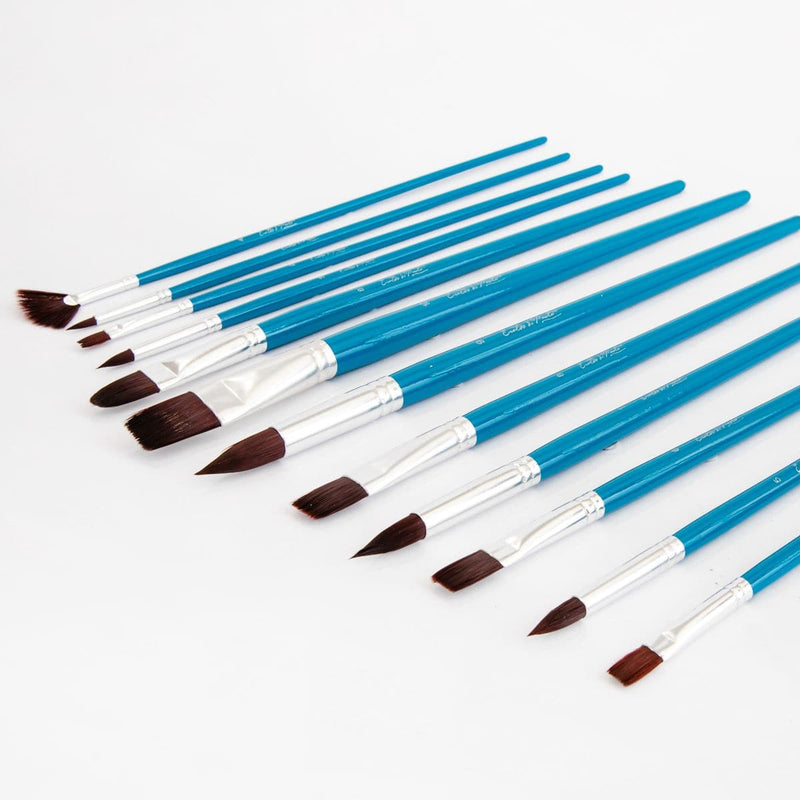 White Smoke Eraldo Taklon Acrylic Brush Set 12 Pack Brushes