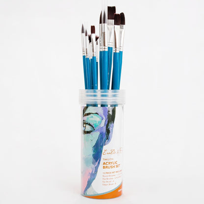 White Smoke Eraldo di Paolo Taklon Acrylic Brush Set 12 Pack Taklon and Synthetic Brushes