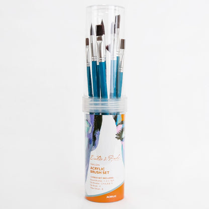 White Smoke Eraldo di Paolo Taklon Acrylic Brush Set 12 Pack Taklon and Synthetic Brushes