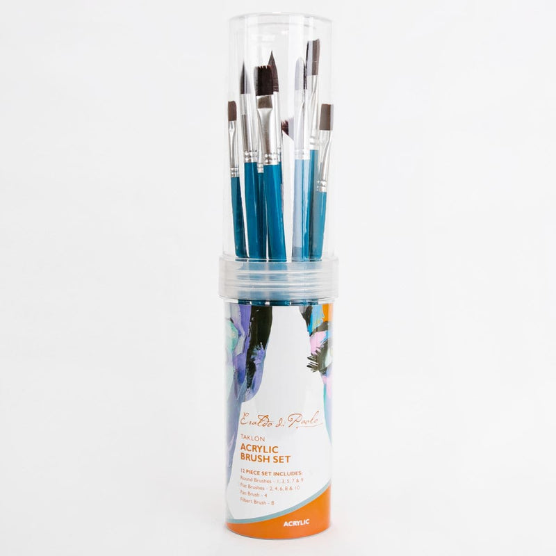 White Smoke Eraldo Taklon Acrylic Brush Set 12 Pack Brushes