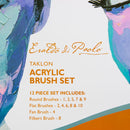 Steel Blue Eraldo di Paolo Taklon Acrylic Brush Set 12 Pack Taklon and Synthetic Brushes