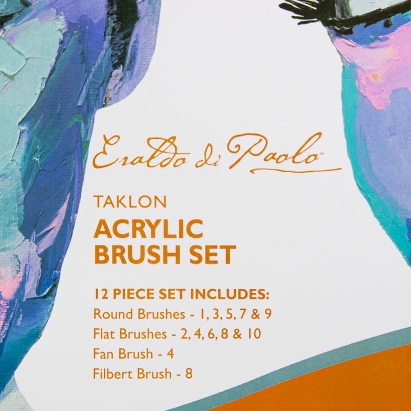 Steel Blue Eraldo Taklon Acrylic Brush Set 12 Pack Brushes