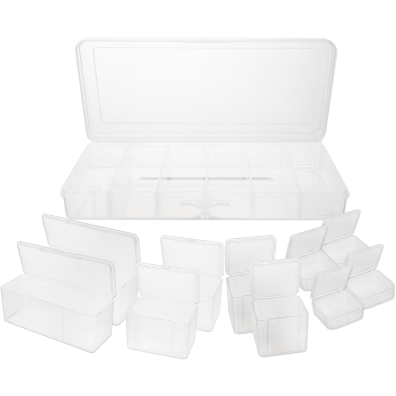 White Smoke Craft Storage Cases with Hinged Lids (21 Piece) Craft Storage
