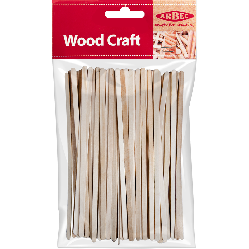 Light Gray Arbee Wooden Spill Sticks 190x6x1.5mm Pack of 100 Kids Wood Craft
