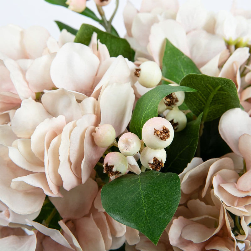 Light Gray Soft Pink Hydrangeas in Vase - 26cm Artifical Flowers