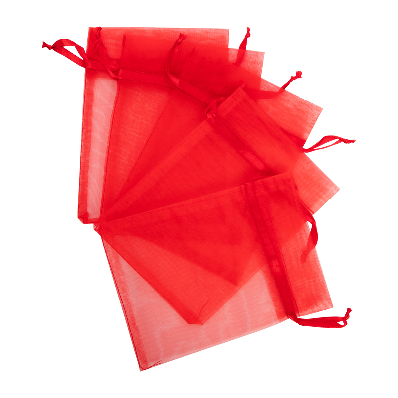 Red Value Craft  Organza Small 17cm X 12.5cm Red 5 Pieces Treat Bags Boxes and Fillers