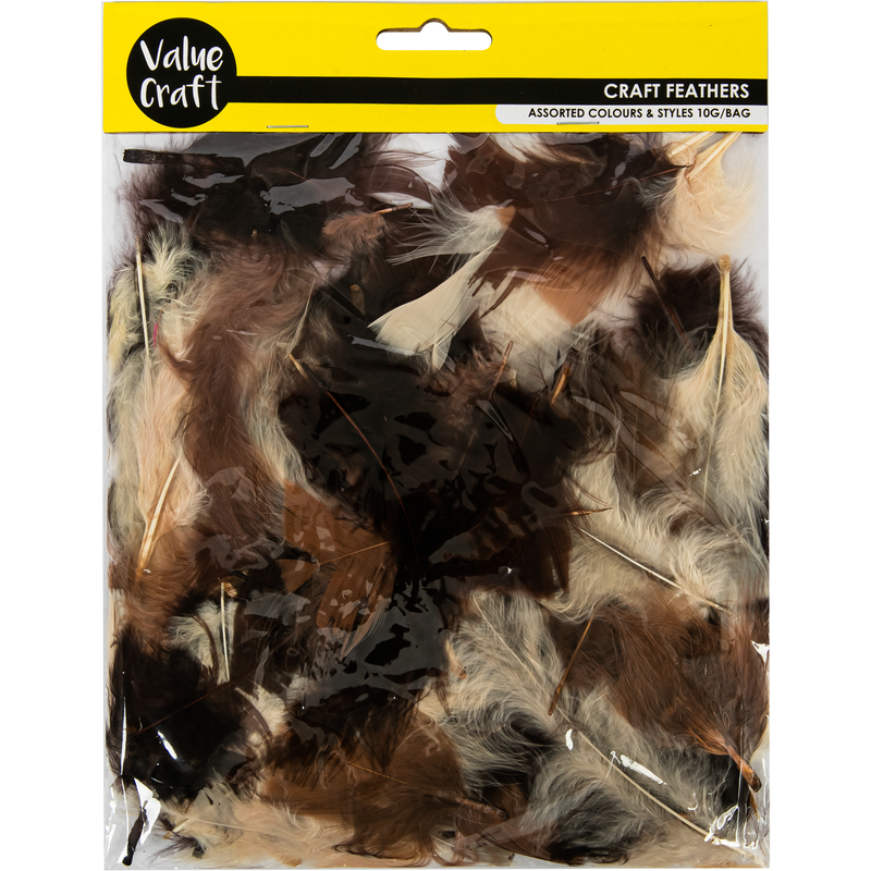 Dark Slate Gray Value Craft  Craft Feathers Cream-Brown-Choc 10G Feathers