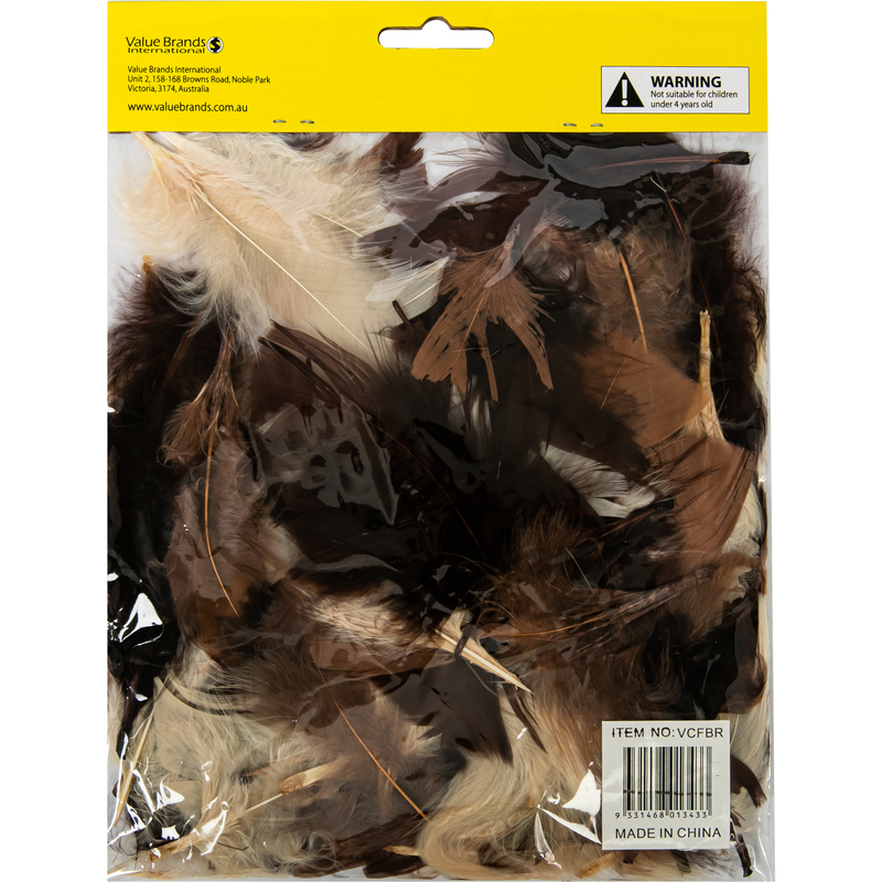 Light Goldenrod Value Craft  Craft Feathers Cream-Brown-Choc 10G Feathers