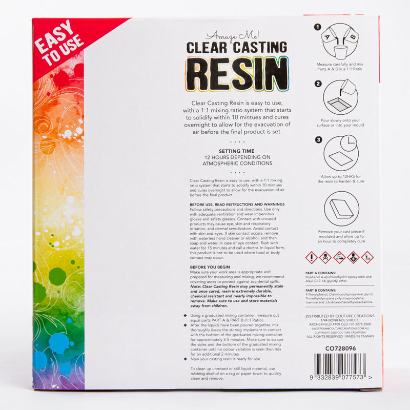 Lavender Couture Creations Clear Casting Resin - Part A 500ml Part B  500ml Casting Resin