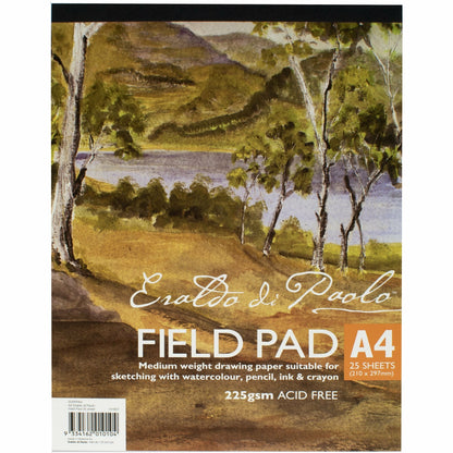 Dark Khaki Eraldo di Paolo A4 Field Pad 225gsm 25 Sheets Pads