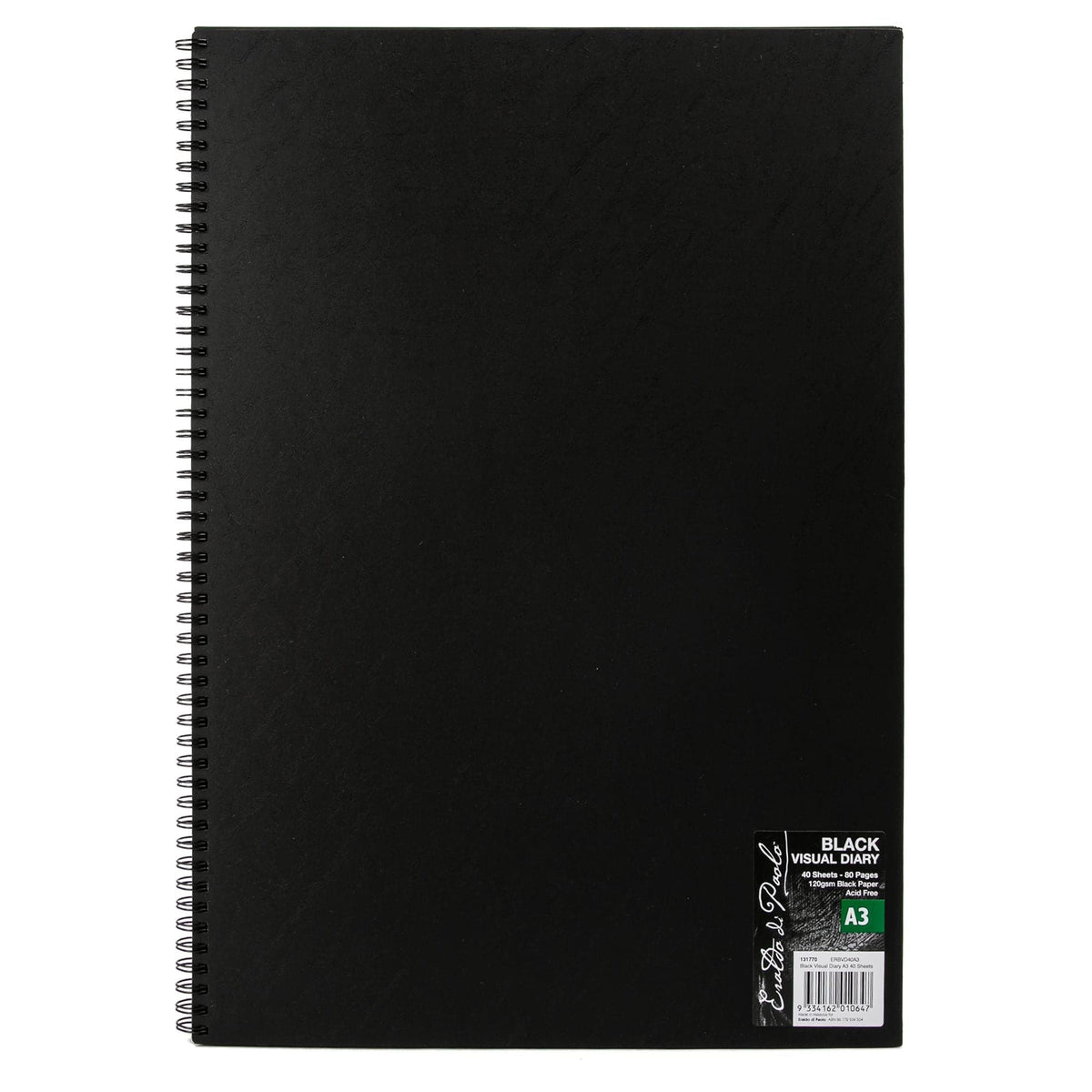 Black Eraldo di Paolo A3 Visual Diary Black 40 Sheets Visual Diary