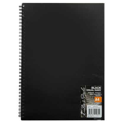 Black Eraldo di Paolo A4 Visual Diary 120gsm Black 40 Sheets Visual Diary