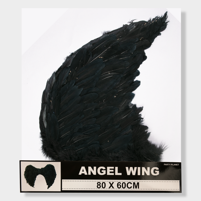 Lavender Halloween Adult Black Feather Angel Wings 80 x 60cm Halloween