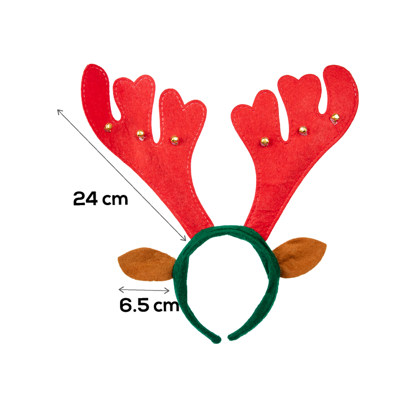 Firebrick Christmas Reindeer Antlers Headband with Jingle Bells Christmas