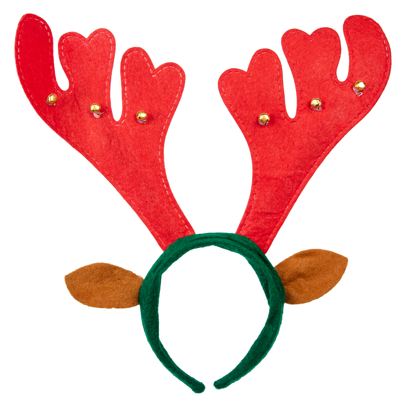 Firebrick Christmas Reindeer Antlers Headband with Jingle Bells Christmas