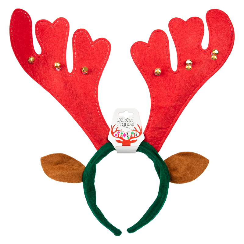 Firebrick Christmas Reindeer Antlers Headband with Jingle Bells Christmas