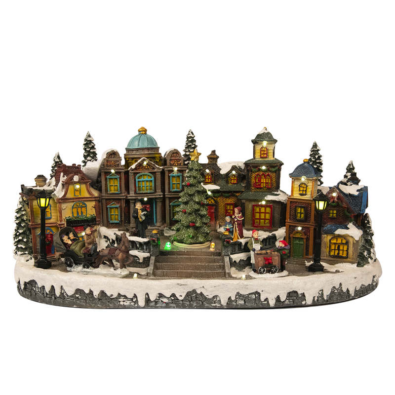 Dark Slate Gray Christmas Light Up Village Scene 42x26.5x32.5cm Christmas