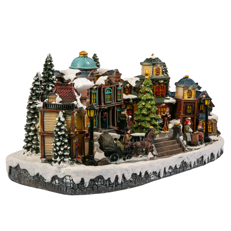 Dark Slate Gray Christmas Light Up Village Scene 42x26.5x32.5cm Christmas