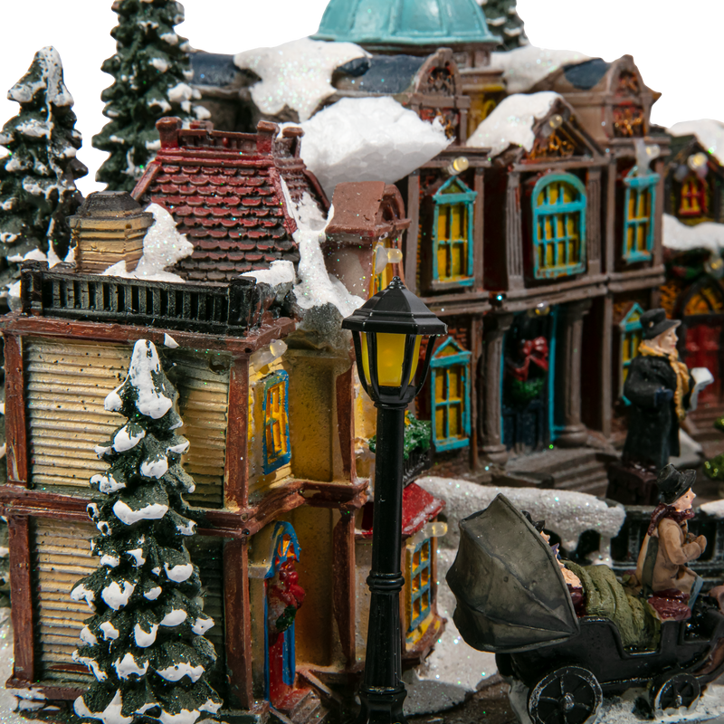 Dark Slate Gray Christmas Light Up Village Scene 42x26.5x32.5cm Christmas