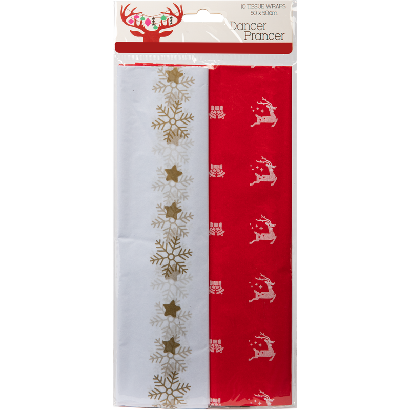 Firebrick Christmas Tissue Wrap 50x50cm (10 Sheets) Christmas