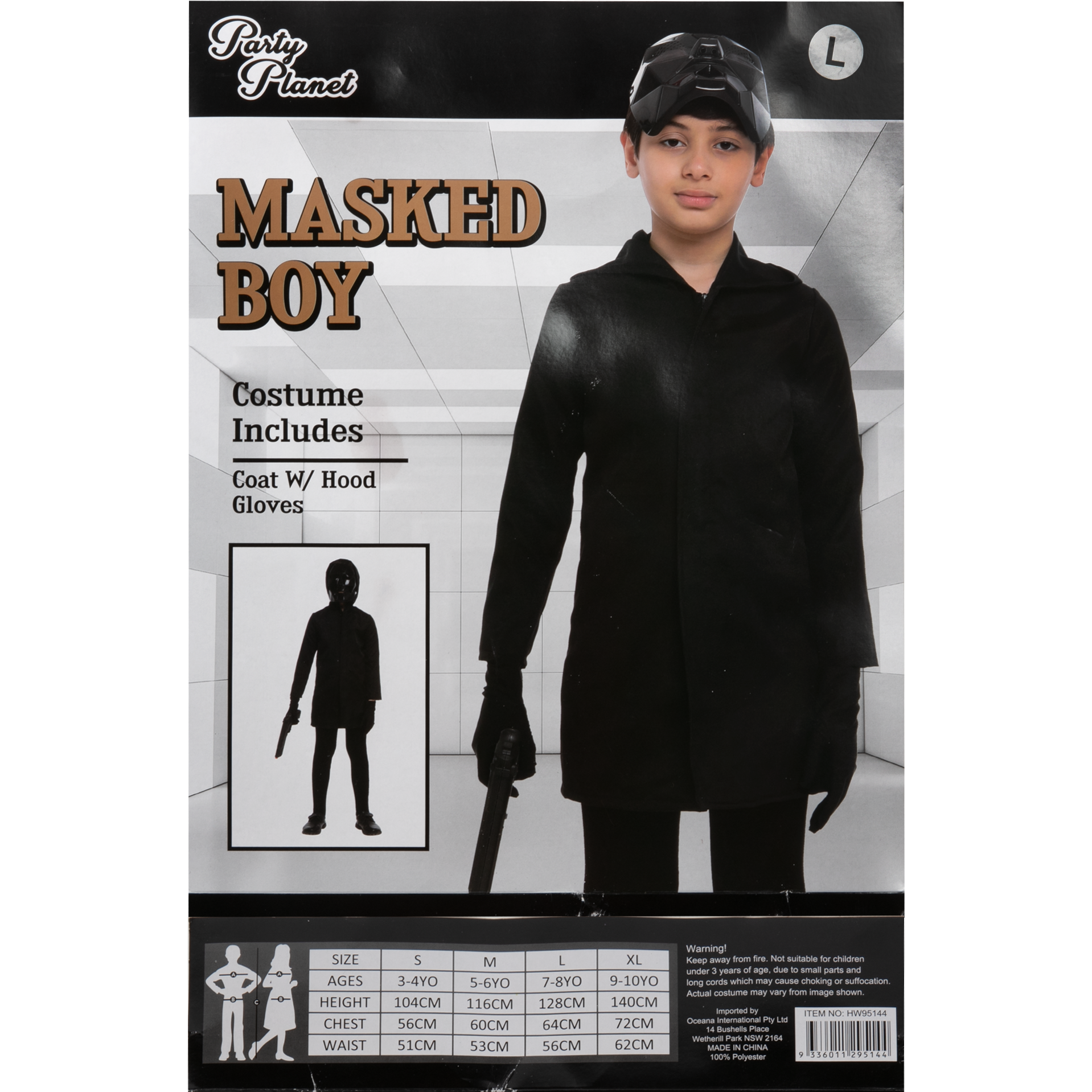 Black Halloween Masked Man Kids Jumpsuit-Large Halloween
