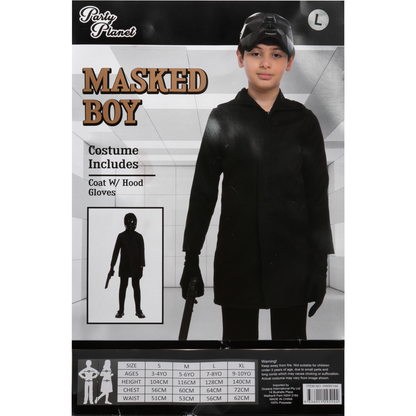 Black Halloween Masked Man Kids Jumpsuit-Large Halloween