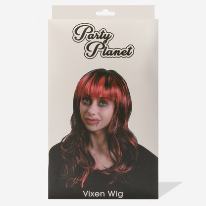 Dark Slate Gray Halloween Vixen Red and Black Wig Halloween