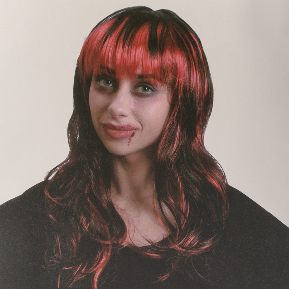 Dark Slate Gray Halloween Vixen Red and Black Wig Halloween