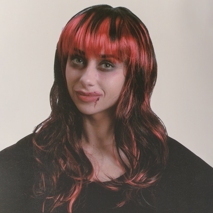 Dark Slate Gray Halloween Vixen Red and Black Wig Halloween