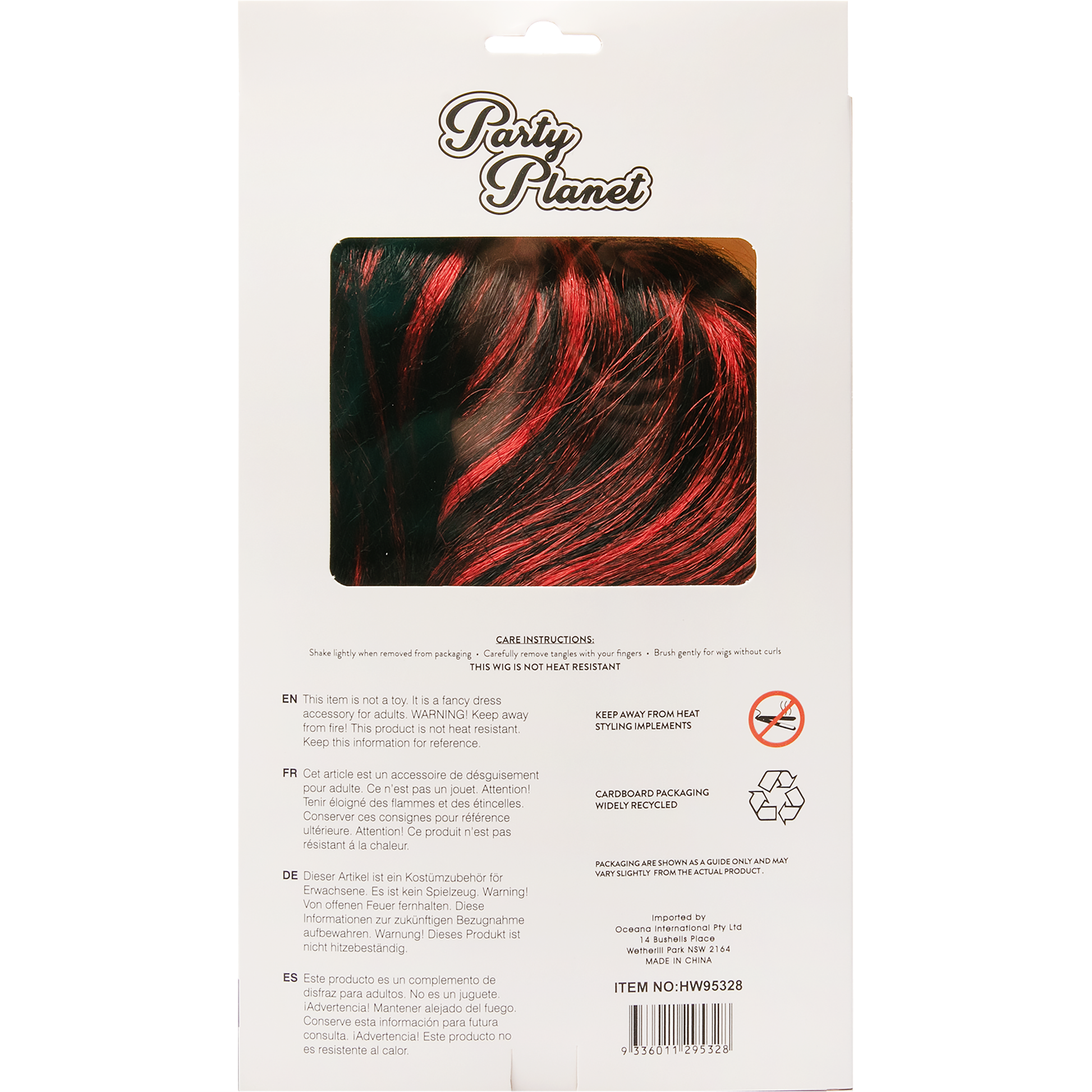 Beige Halloween Vixen Red and Black Wig Halloween