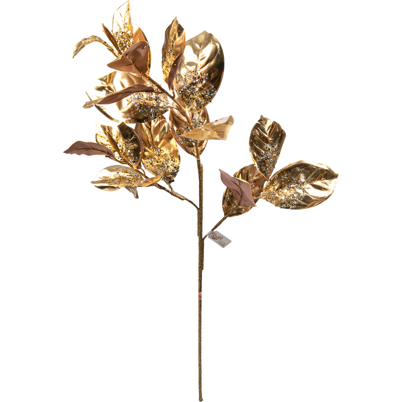 Sienna Christmas Magnolia Leaf with Gold Stem 91cm Christmas