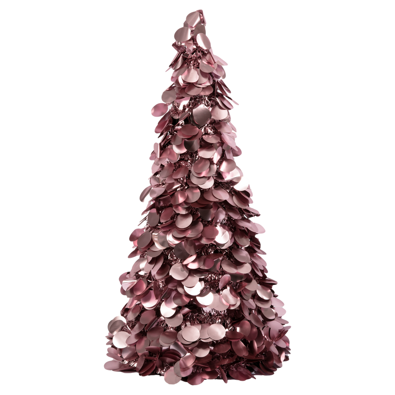 Dim Gray Christmas Rose Gold Tinsel Table Tree 48cm Christmas