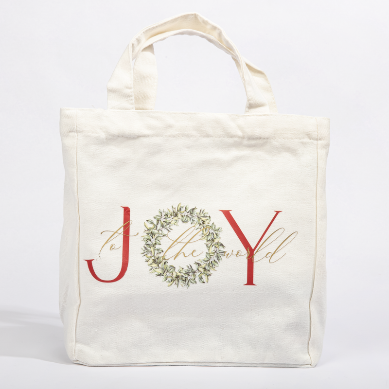 Beige Christmas Joy to the World Tote Bag 25x12x28cm Christmas