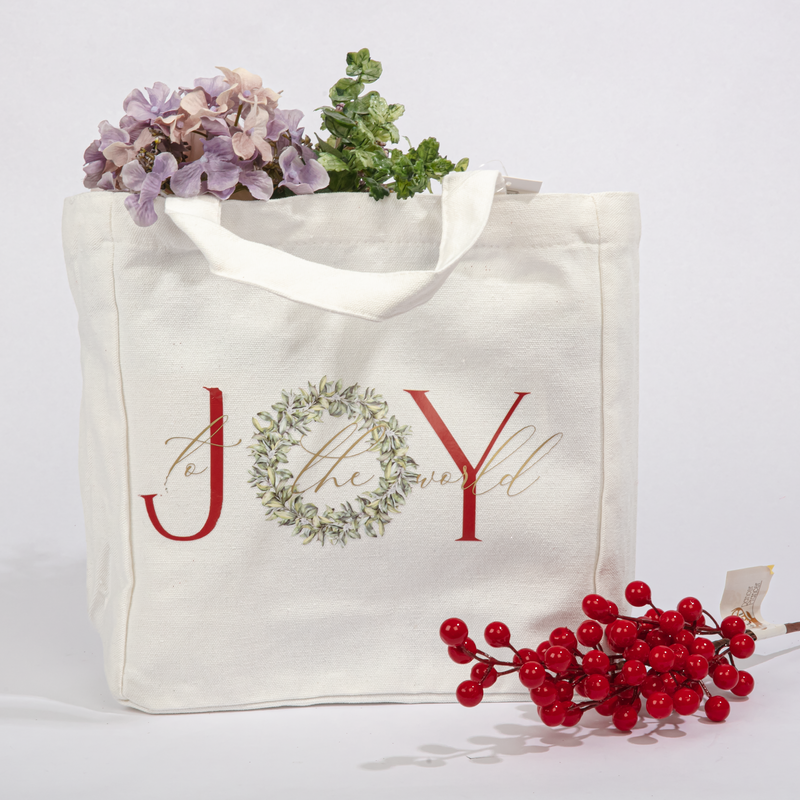 Light Gray Christmas Joy to the World Tote Bag 25x12x28cm Christmas