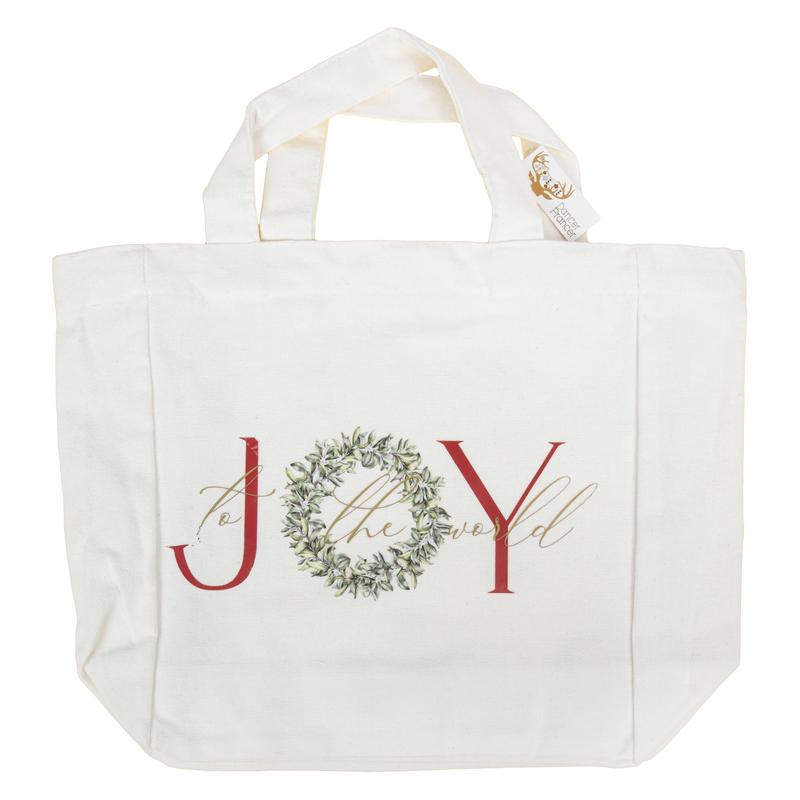 Beige Christmas Joy to the World Tote Bag 25x12x28cm Christmas