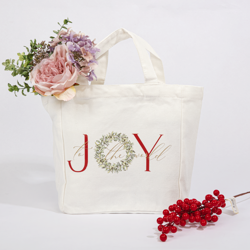 Lavender Christmas Joy to the World Tote Bag 25x12x28cm Christmas