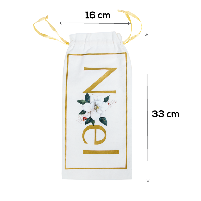 Lavender Christmas Noel Cotton Wine Bottle Bag 16x33cm Christmas