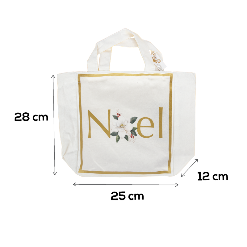 Antique White Christmas Noel Cotton Tote Bag 25x12x28cm Christmas