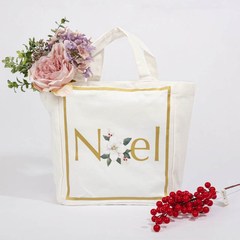 Lavender Christmas Noel Cotton Tote Bag 25x12x28cm Christmas